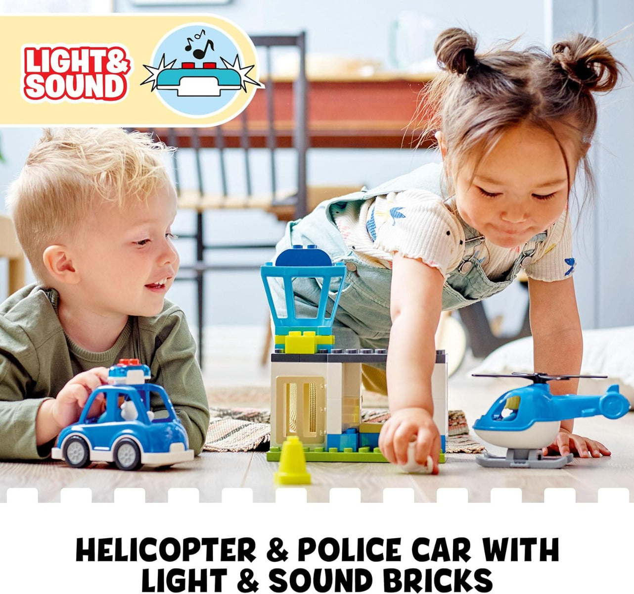 Buy Lego Duplo Rescue Police Station & Helicopter Push & Go Car Toy with 40pcs | Yallatoys.com