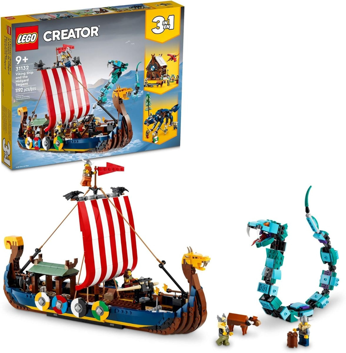 Buy Lego Creator 3 in 1 Viking Ship and The Midgard Serpent 31132 with 1192pcs | Yallatoys.com