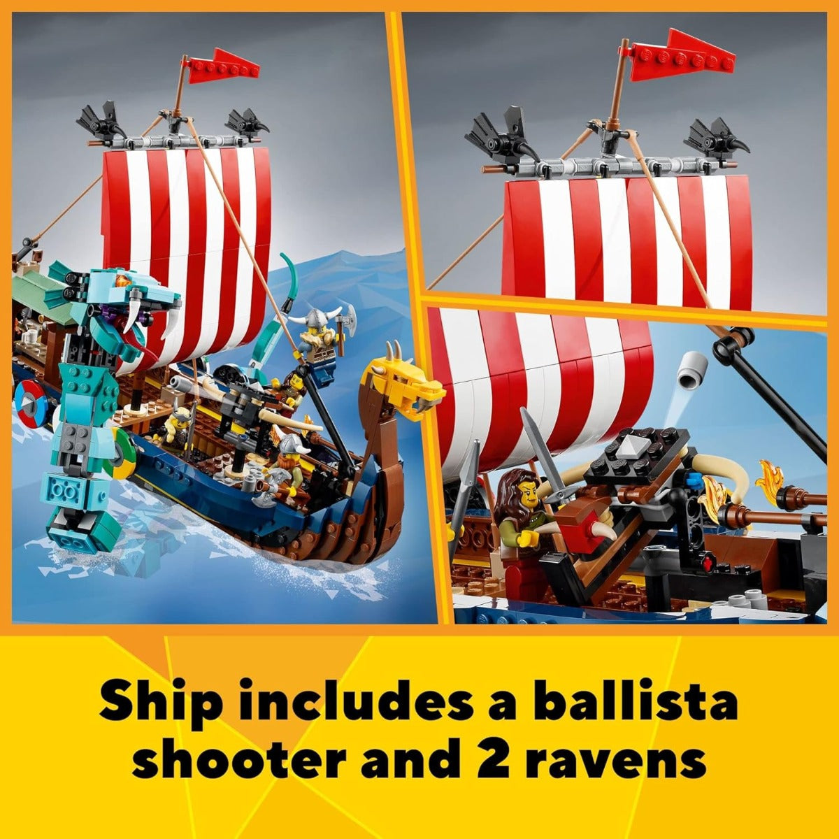 Buy Lego Creator 3 in 1 Viking Ship and The Midgard Serpent 31132 with 1192pcs | Yallatoys.com