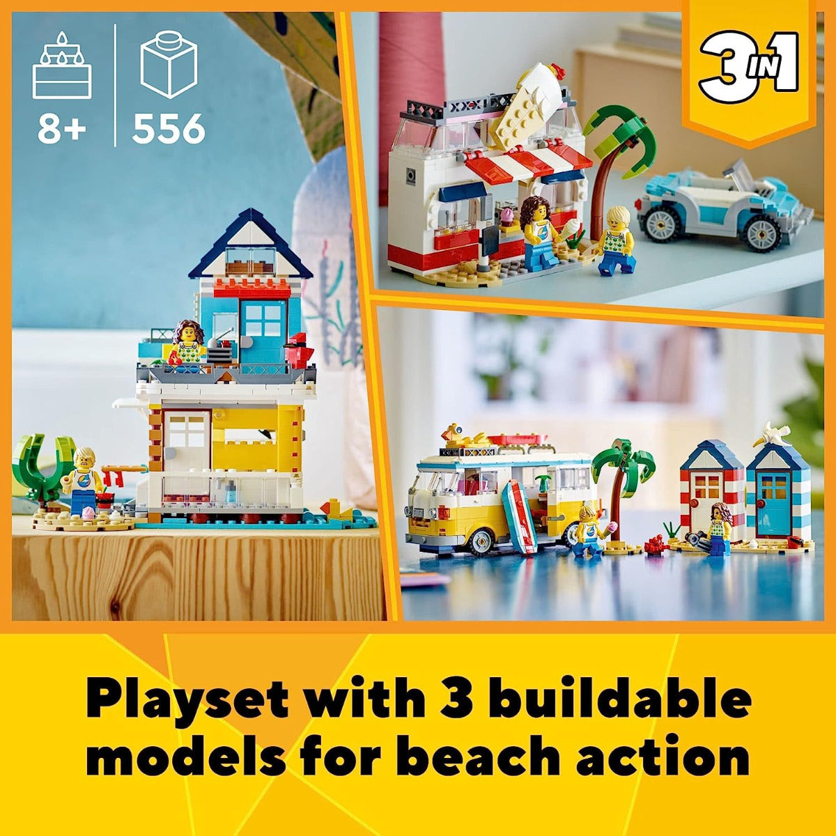 Buy Lego Creator 3 in 1 Beach Camper Van 31138 with 556pcs | Yallatoys.com