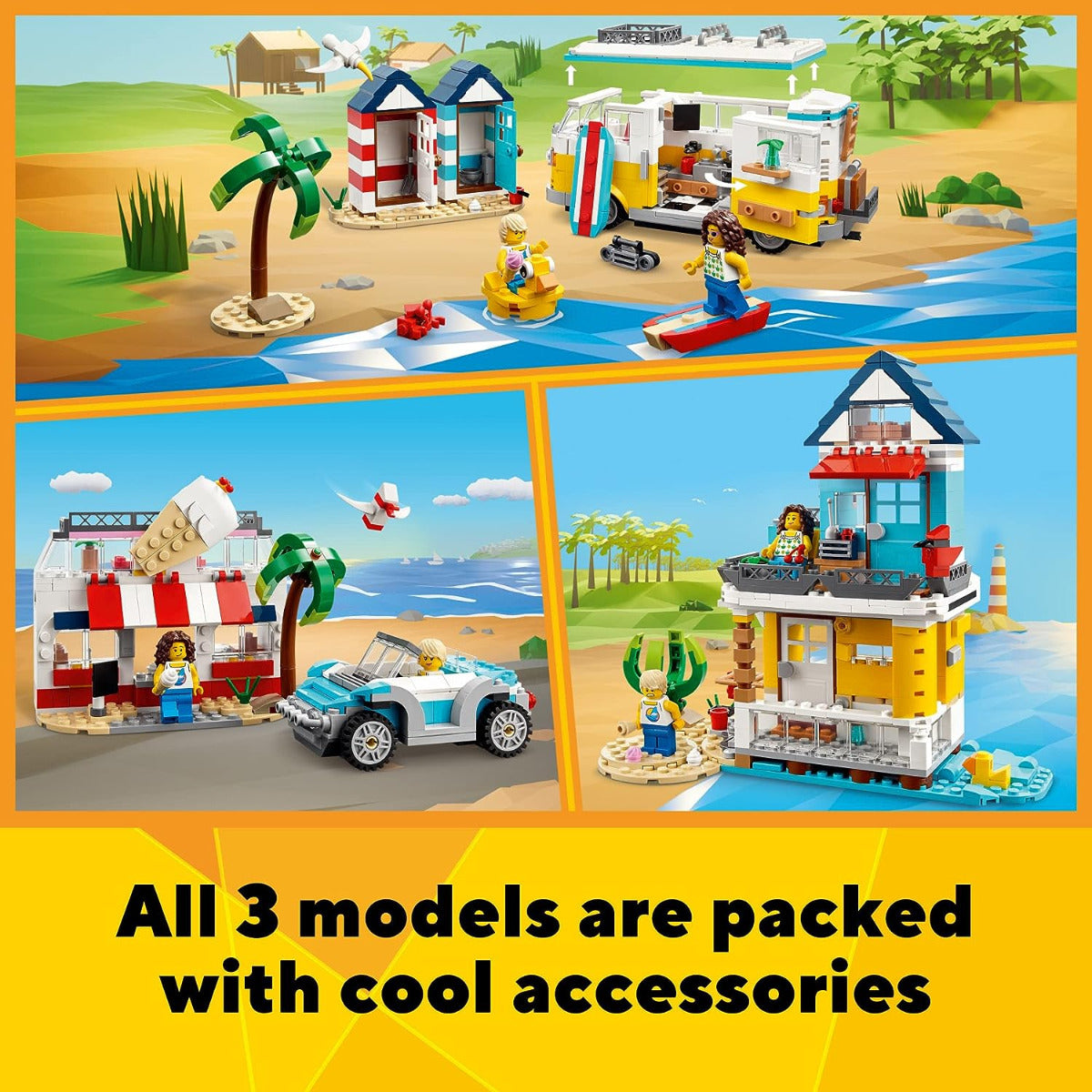 Buy Lego Creator 3 in 1 Beach Camper Van 31138 with 556pcs | Yallatoys.com