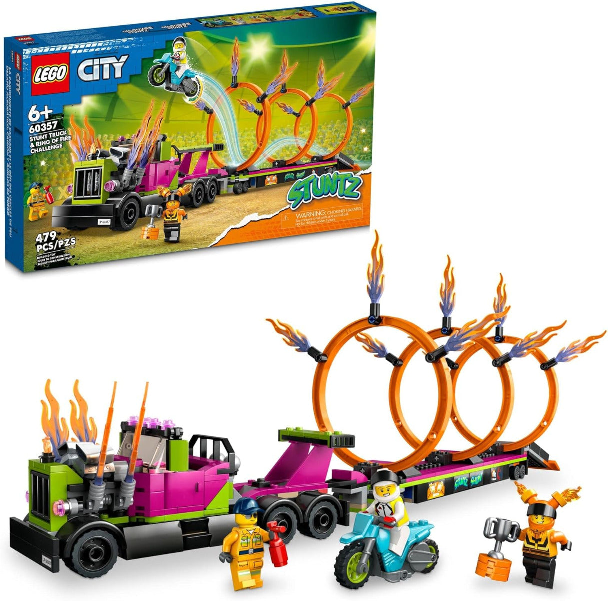 Buy Lego City Stuntz Stunt Truck and Ring of Fire Challenge 60357 with 479pcs | Yallatoys.com