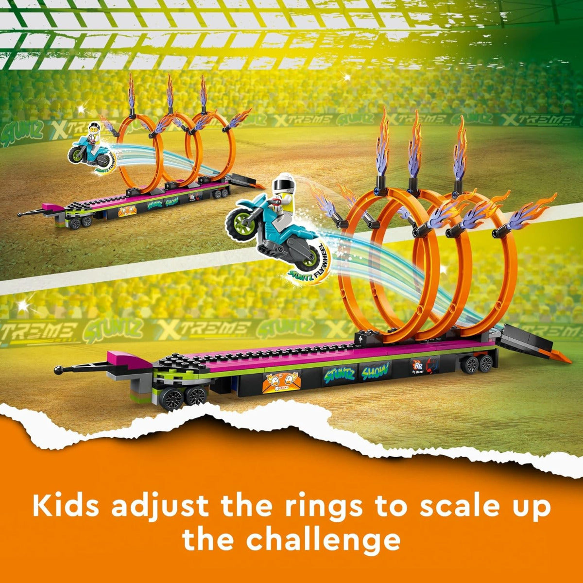 Buy Lego City Stuntz Stunt Truck and Ring of Fire Challenge 60357 with 479pcs | Yallatoys.com