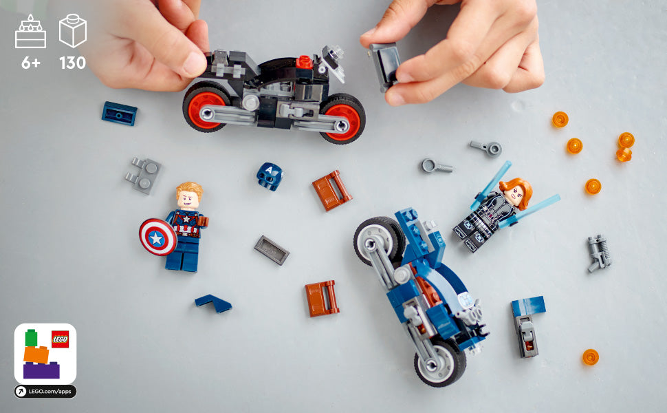 Buy Lego Marvel Black Widow and Captain America Motorcycles 76260 with 130pcs | Yallatoys.com