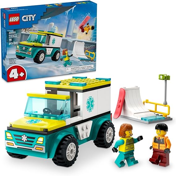 Buy Lego City Emergency Ambulance and Snowboarder Set 60403 with 79pcs | Yallatoys.com