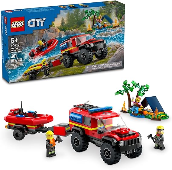Buy Lego City 4x4 Fire Truck with Rescue Boat Building Set 60412 with 301pcs | Yallatoys.com