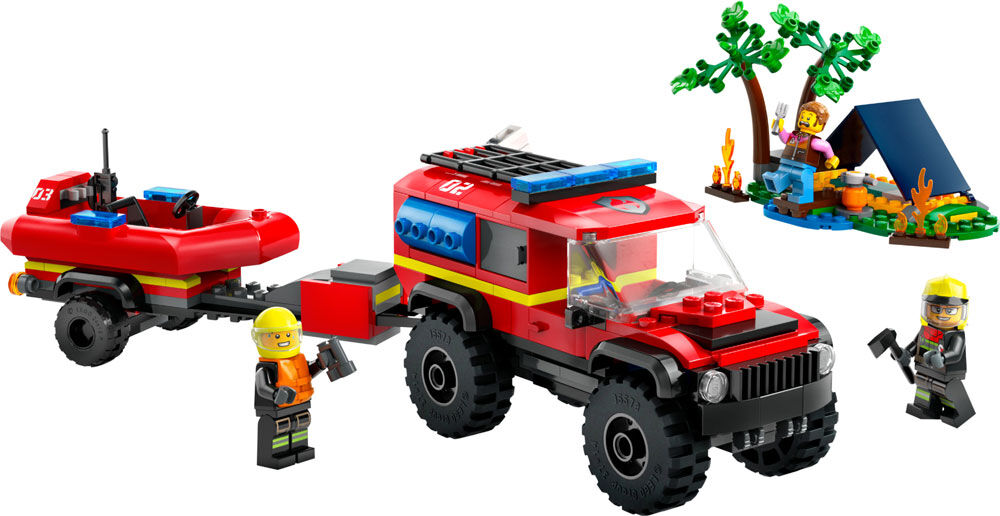 Buy Lego City 4x4 Fire Truck with Rescue Boat Building Set 60412 with 301pcs | Yallatoys.com
