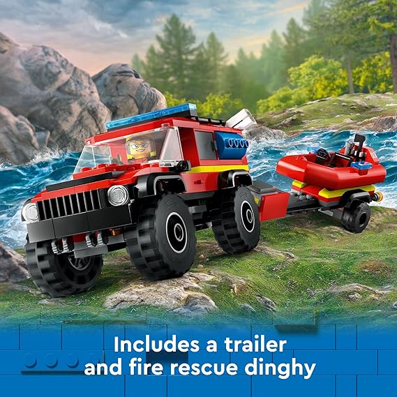 Buy Lego City 4x4 Fire Truck with Rescue Boat Building Set 60412 with 301pcs | Yallatoys.com