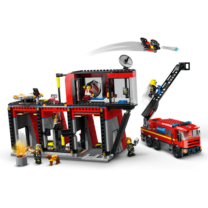 Buy Lego City Fire Station With Fire Engine 60414 with 843pcs | Yallatoys.com