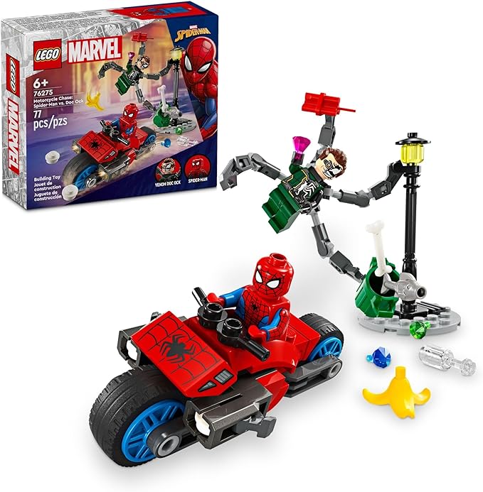 Buy Lego Marvel Motorcycle Chase SpiderMan Vs Doc Ock 76275 with 77pcs | Yallatoys.com