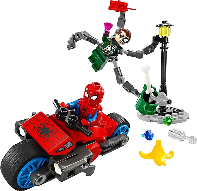 Buy Lego Marvel Motorcycle Chase SpiderMan Vs Doc Ock 76275 with 77pcs | Yallatoys.com