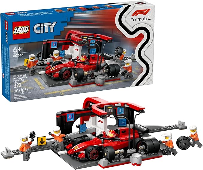 Buy Lego City F1 Pit Stop & Pit Crew with Ferrari Car Racing Vehicle Toy 60443 322 pcs | Yallatoys.com