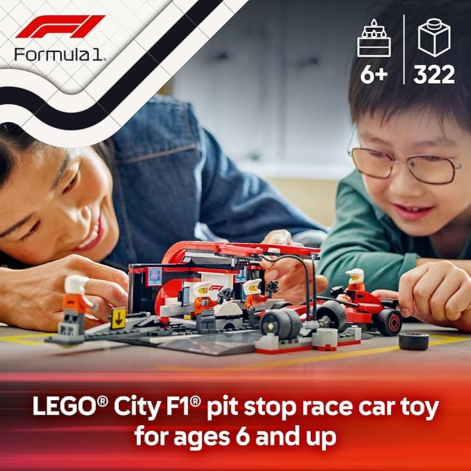 Buy Lego City F1 Pit Stop & Pit Crew with Ferrari Car Racing Vehicle Toy 60443 322 pcs | Yallatoys.com