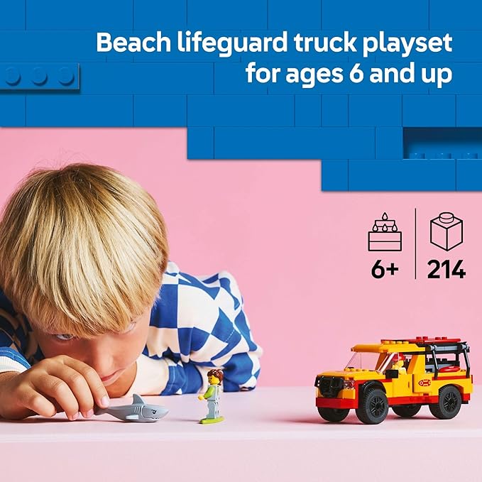 Buy Lego City Lifeguard Beach Rescue Truck Playset 60453 214 pcs | Yallatoys.com