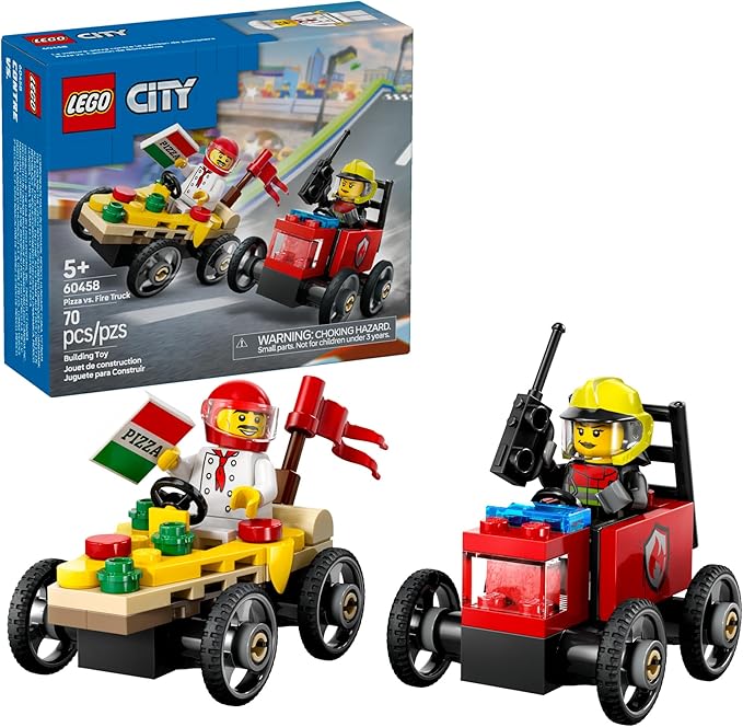 Buy Lego City Pizza vs Fire Truck Race Car Pack Toy Soapbox Racing Set 60458 with 70pcs | Yallatoys.com