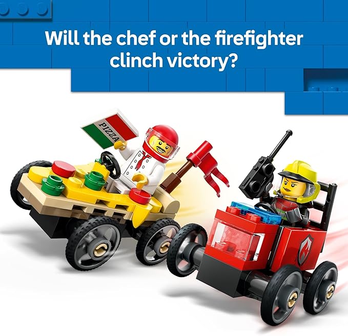 Buy Lego City Pizza vs Fire Truck Race Car Pack Toy Soapbox Racing Set 60458 with 70pcs | Yallatoys.com
