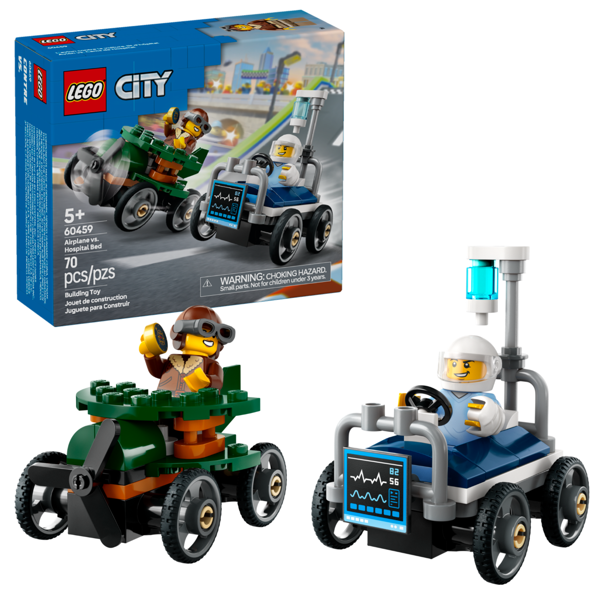 Buy Lego City Airplane Vs. Hospital Bed Race Car Pack 60459 70 pcs | Yallatoys.com
