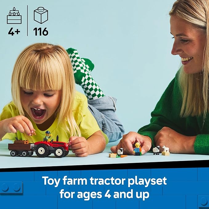 Buy Lego City Red Farm Tractor with Trailer & Sheep Toy, Playset for Kids 60461 with 116 pcs | Yallatoys.com