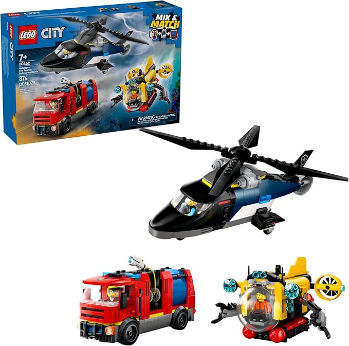Buy Lego City Helicopter Fire Engine & Submarine Remix Toy Building Set 60462 with 874 pcs | Yallatoys.com