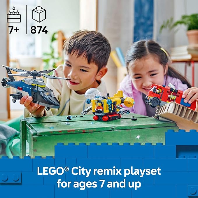 Buy Lego City Helicopter Fire Engine & Submarine Remix Toy Building Set 60462 with 874 pcs | Yallatoys.com