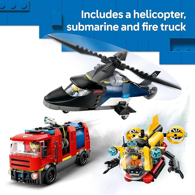 Buy Lego City Helicopter Fire Engine & Submarine Remix Toy Building Set 60462 with 874 pcs | Yallatoys.com