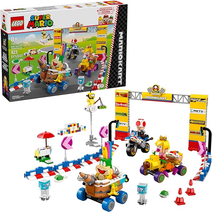 Buy Lego Super Mario Mario Kart Baby Peach & Grand Prix Set Home Circuit 72036 with 823 pcs | Yallatoys.com