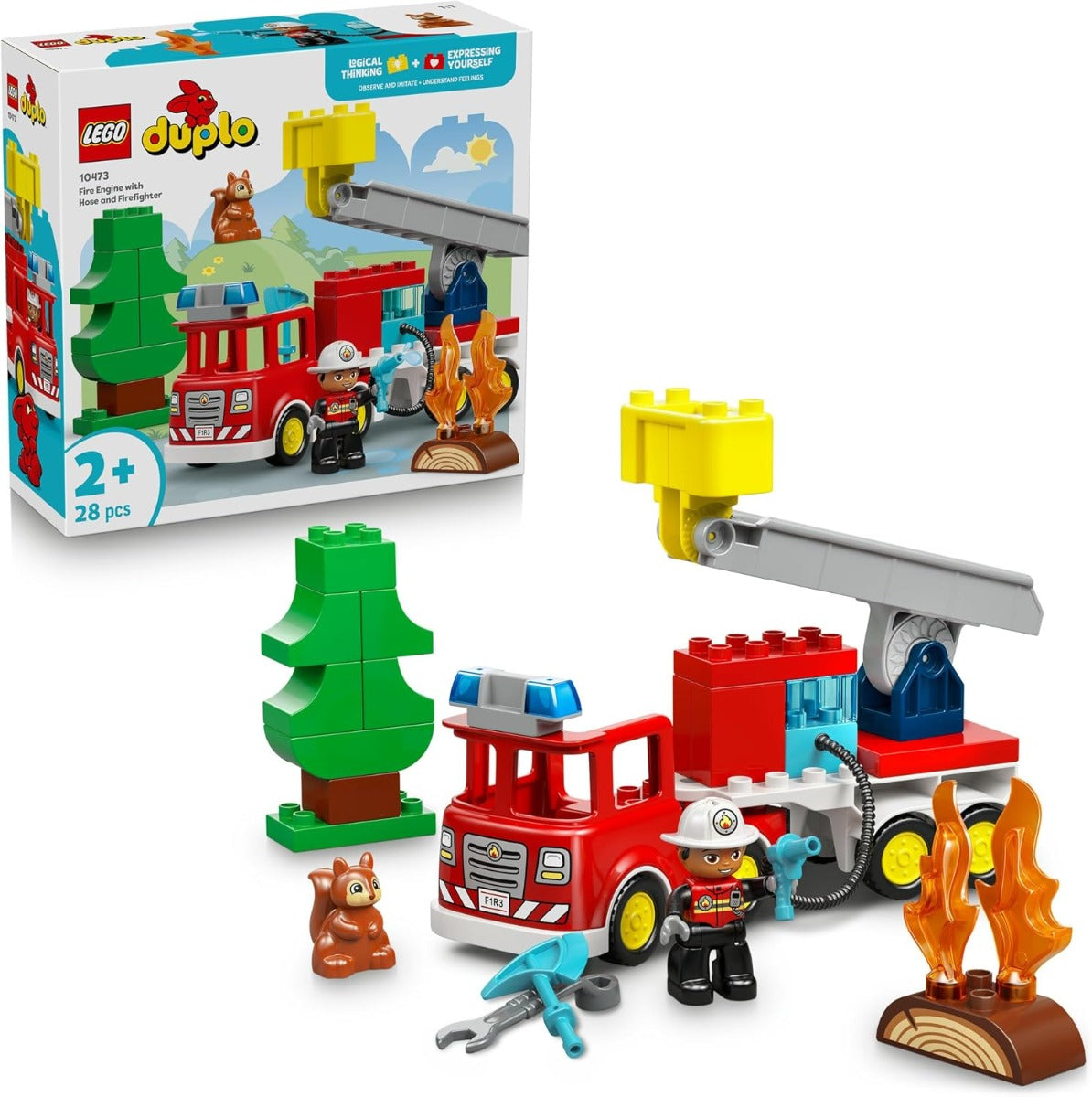 Buy Lego Duplo 10473 Fire Truck with Hose and Firefighter 28Pcs | Yallatoys.com