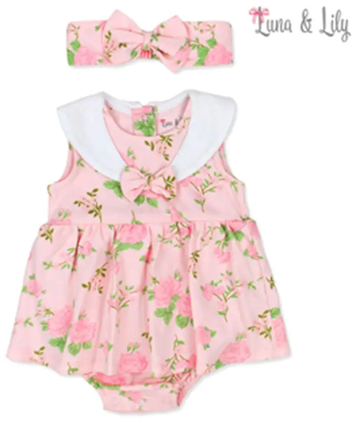 Luna & Lily Baby 2 Pcs Set Of Romper & Headband Set Luna & Lily