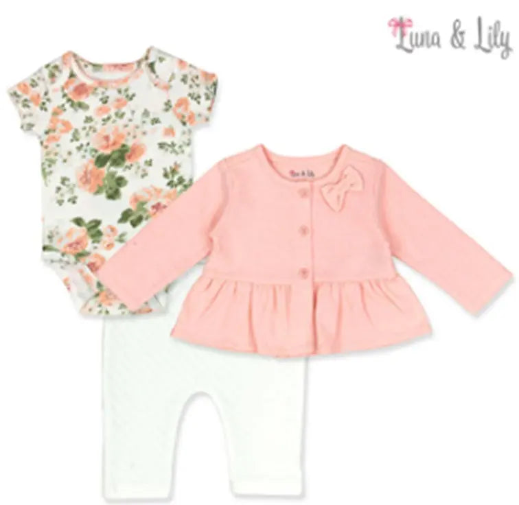 Luna & Lily Baby 3 Pcs Set Of Jacket Bodysuit & Pants Luna & Lily