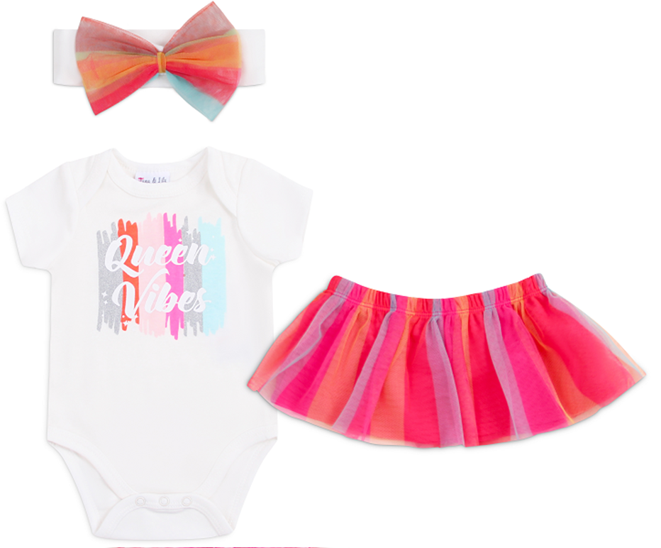 3 Pc Set Of Bodysuit, Tutu Skirt And Hairband Pk Luna & Lily Yallatoys