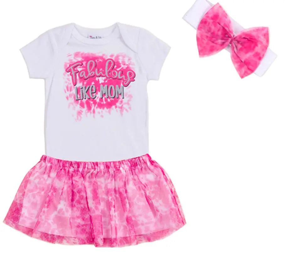 3 Pc Set Of Bodysuit, Tutu Skirt And Hairband Luna & Lily