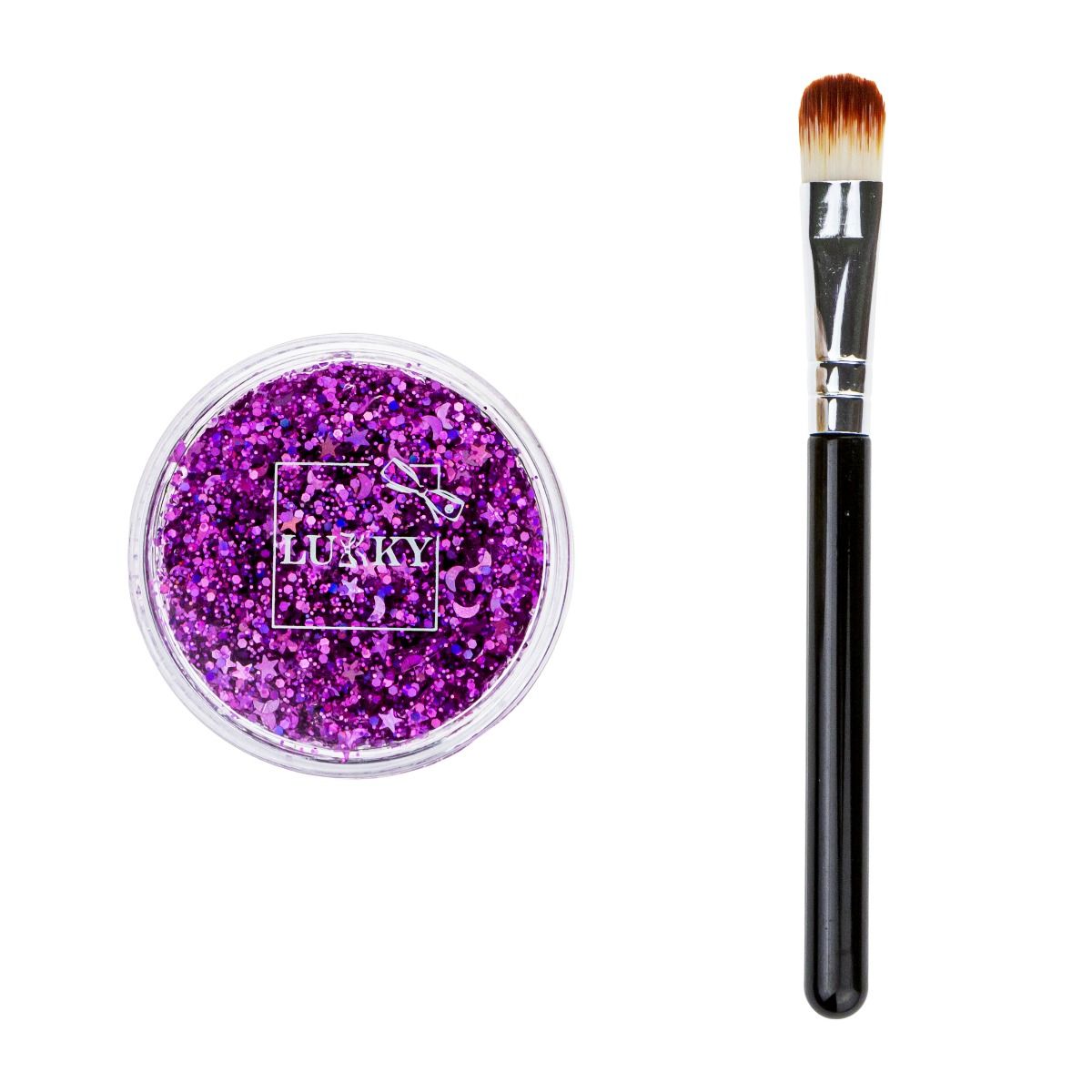 Buy Lukky Body Glitter Gel with Brush 25ml Purple | Yallatoys.com