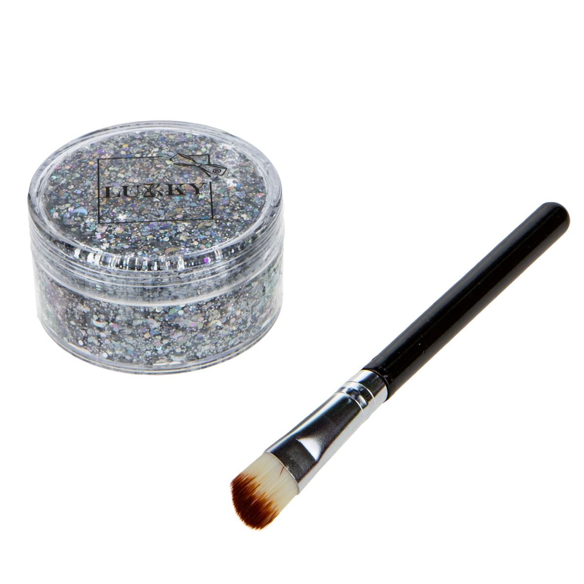Buy Lukky Body Glitter Gel with Brush 25ml Silver | Yallatoys.com