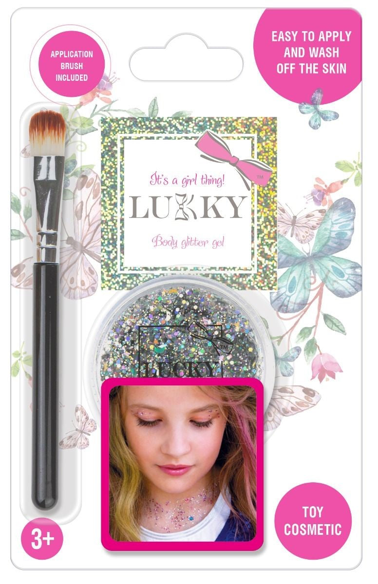 Buy Lukky Body Glitter Gel with Brush 25ml Silver | Yallatoys.com