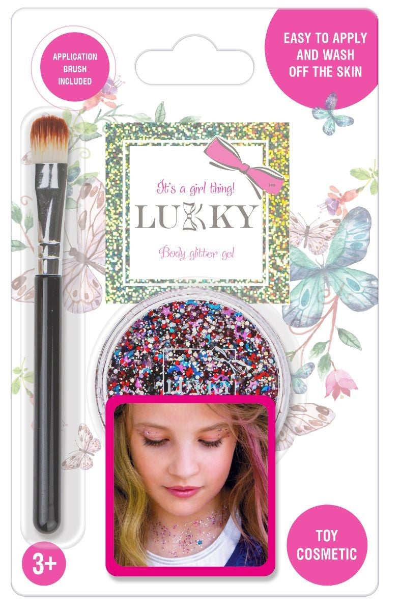 Buy Lukky Body Glitter Gel with Brush 25ml Color Mix | Yallatoys.com