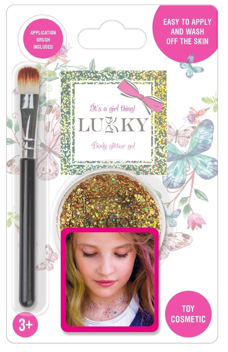 Buy Lukky Body Glitter Gel with Brush 25ml Gold | Yallatoys.com