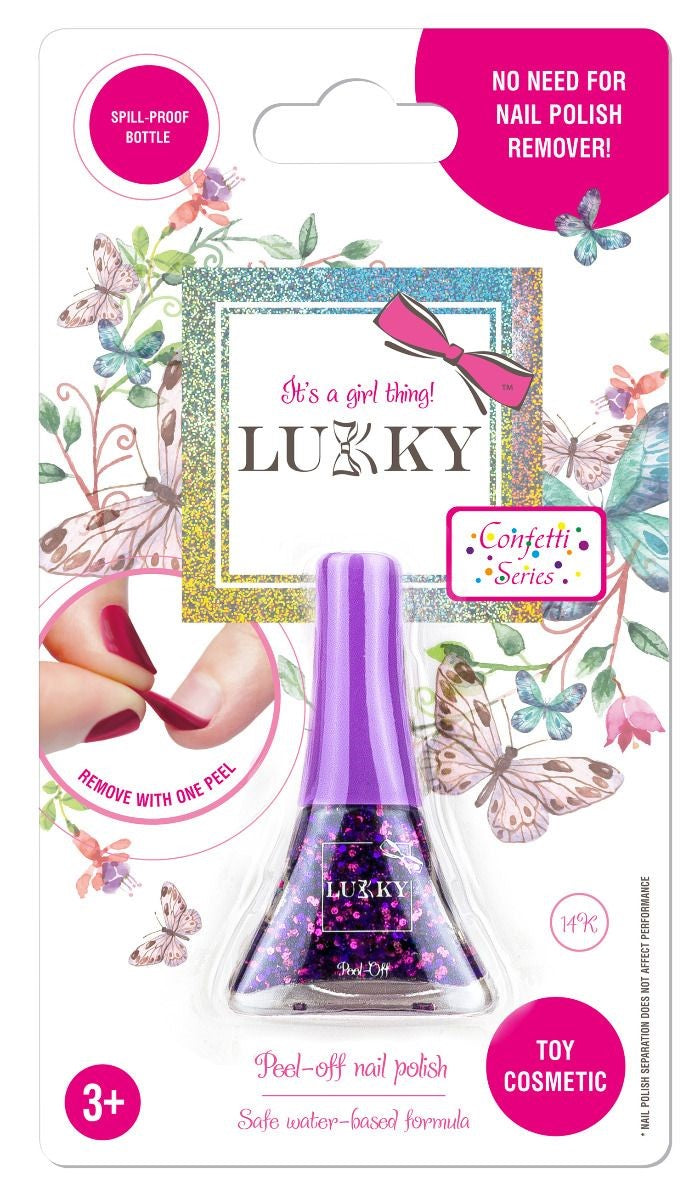 Buy Lukky Peel Off Nail Polish Confetti 5.5ml Purple Glitter | Yallatoys.com