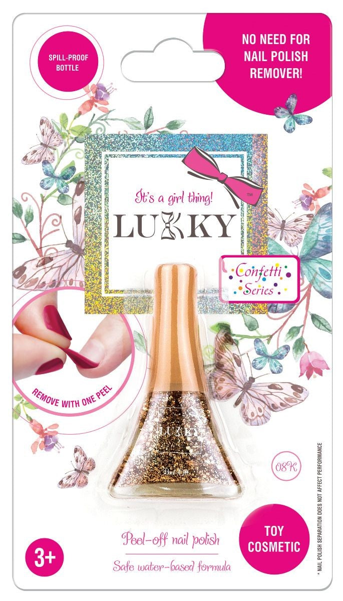 Buy Lukky Peel Off Nail Polish Confetti 5.5ml Gold Glitter | Yallatoys.com