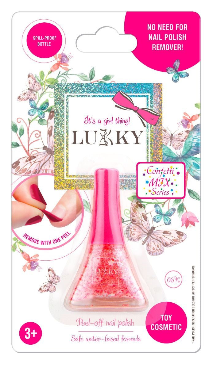 Buy Lukky Peel Off Nail Polish Confetti 5.5ml White Pink with Flowers | Yallatoys.com