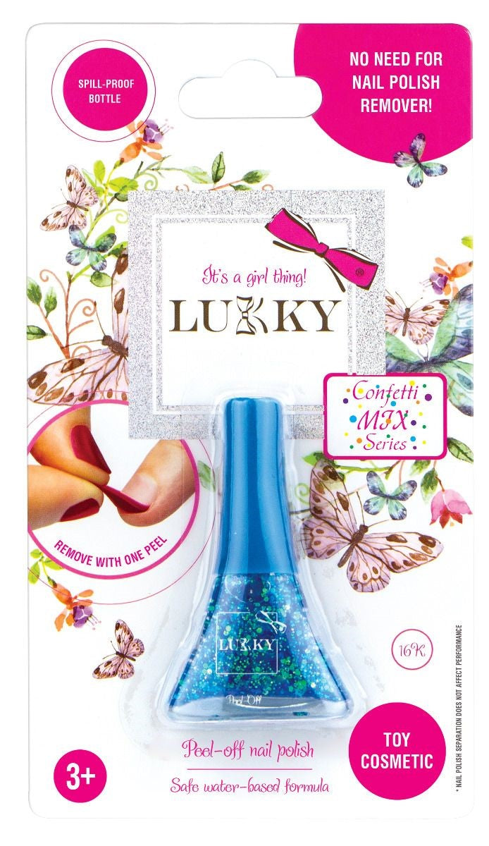 Buy Lukky Peel Off Nail Polish Confetti 5.5ml Turquoise Pearl with Glitters | Yallatoys.com