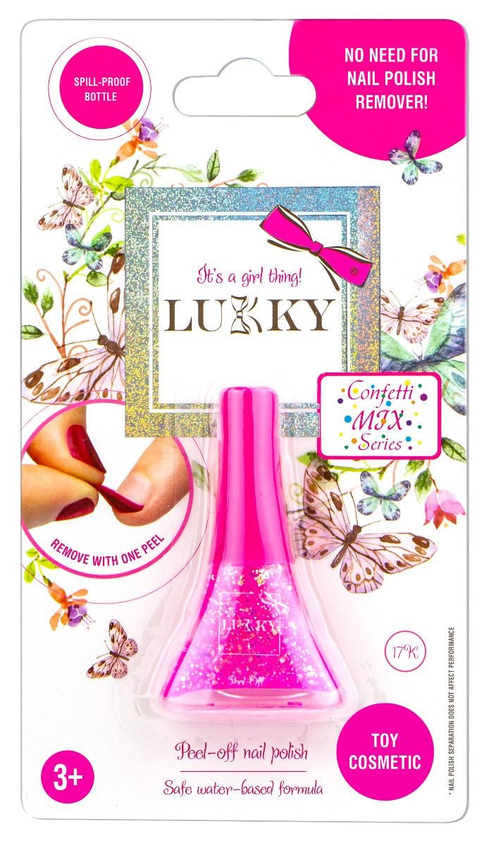 Buy Lukky Peel Off Nail Polish Confetti 5.5ml Pink Pearl with Glitter | Yallatoys.com