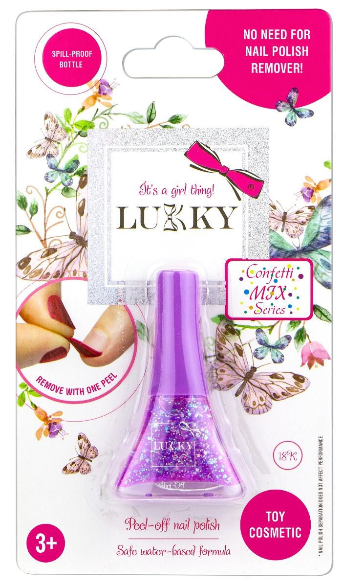 Buy Lukky Peel Off Nail Polish Confetti 5.5ml Lilac Pearl with Glitter | Yallatoys.com
