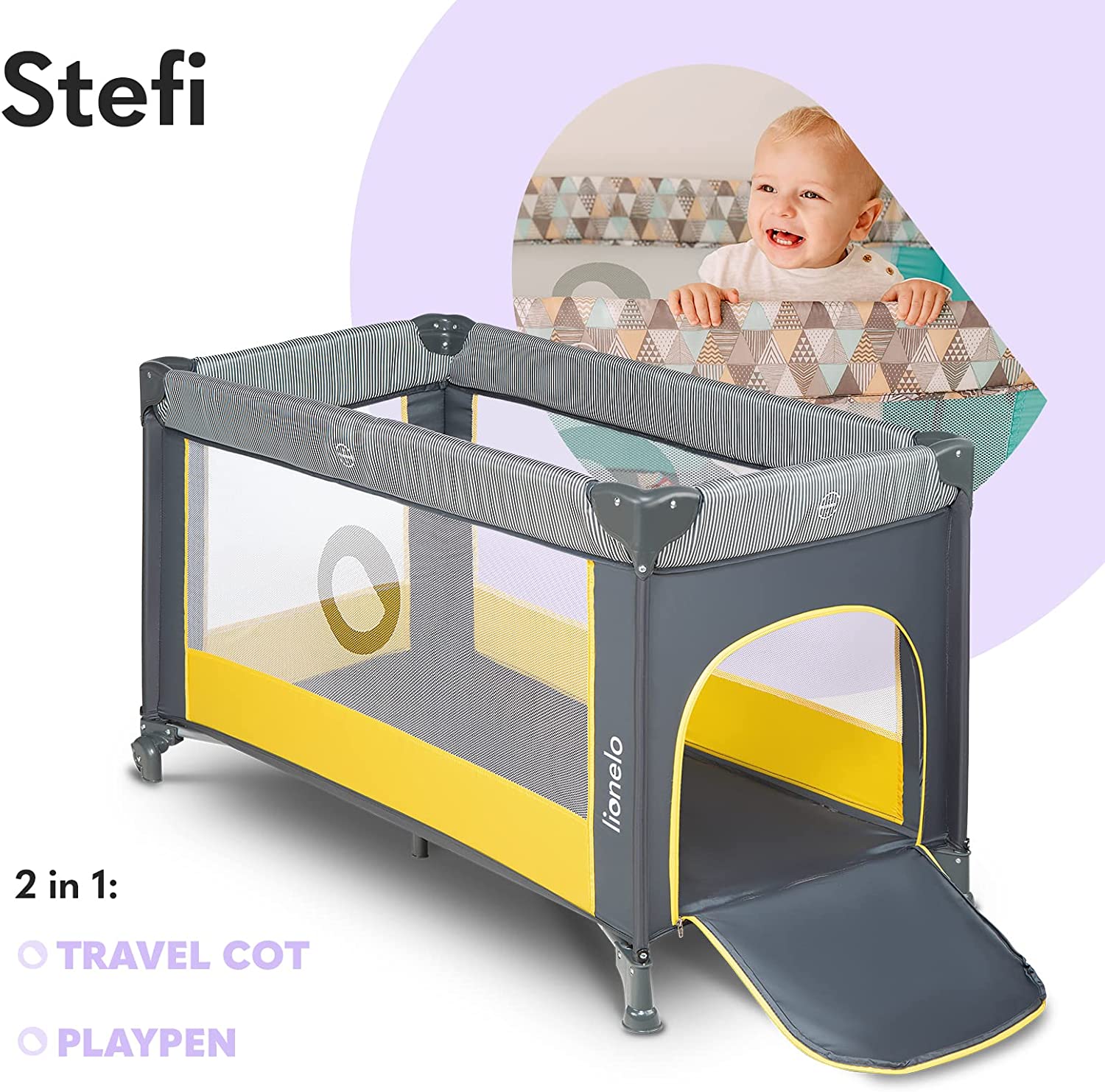 Lionelo Stefi Playpen Yellow Lemon Lionelo Yallatoys