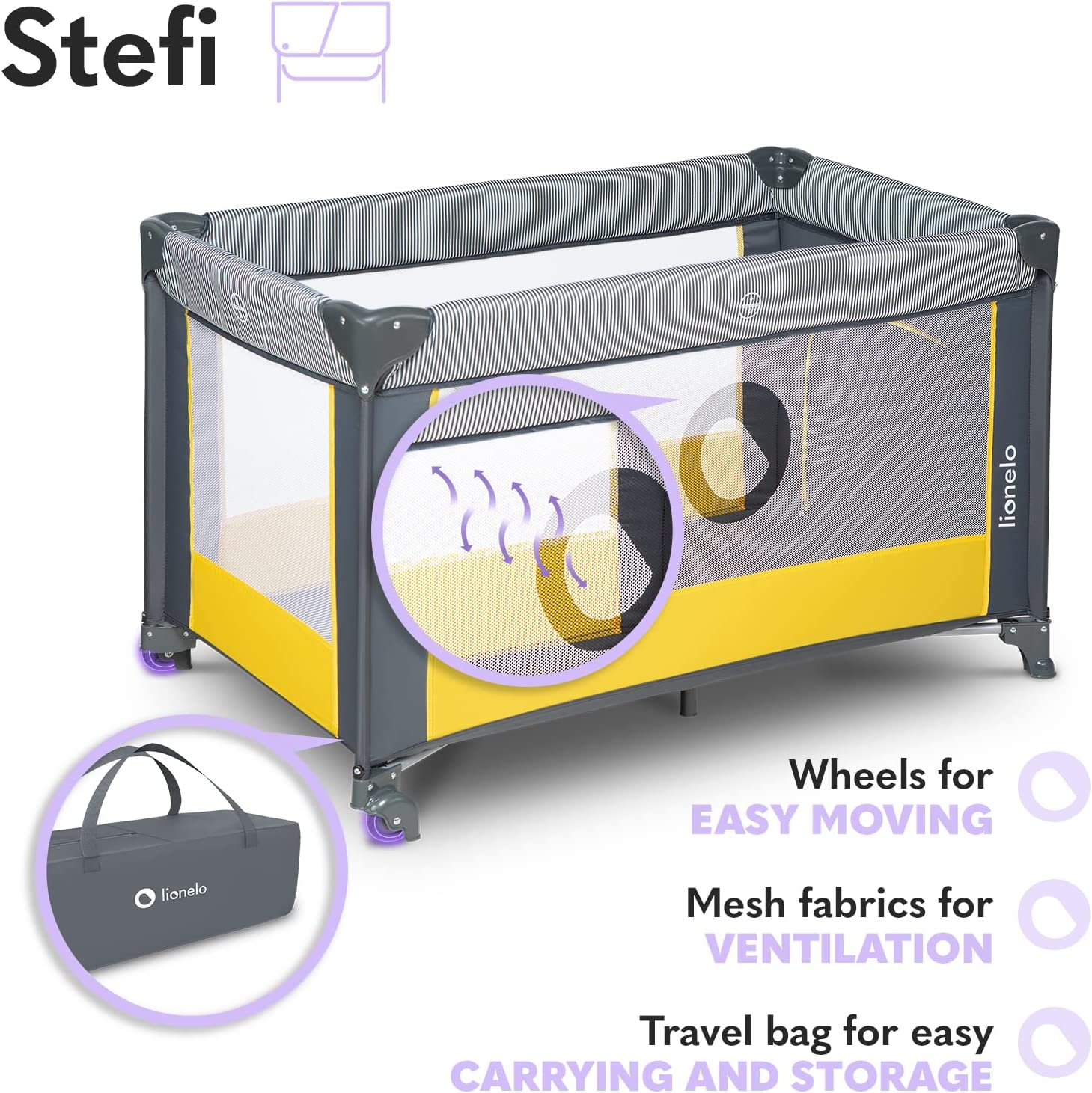 Lionelo Stefi Playpen Yellow Lemon Lionelo Yallatoys