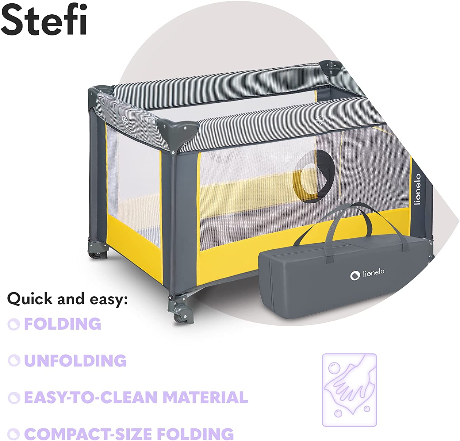 Lionelo Stefi Playpen Yellow Lemon Lionelo Yallatoys