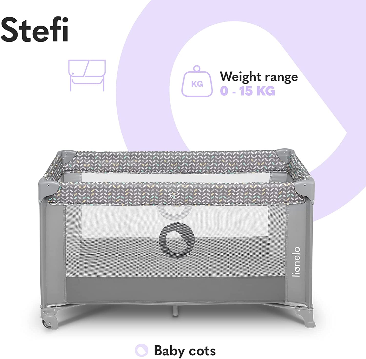 Lionelo  Stefi Playpen Grey Concrete Multicolor Lionelo Yallatoys