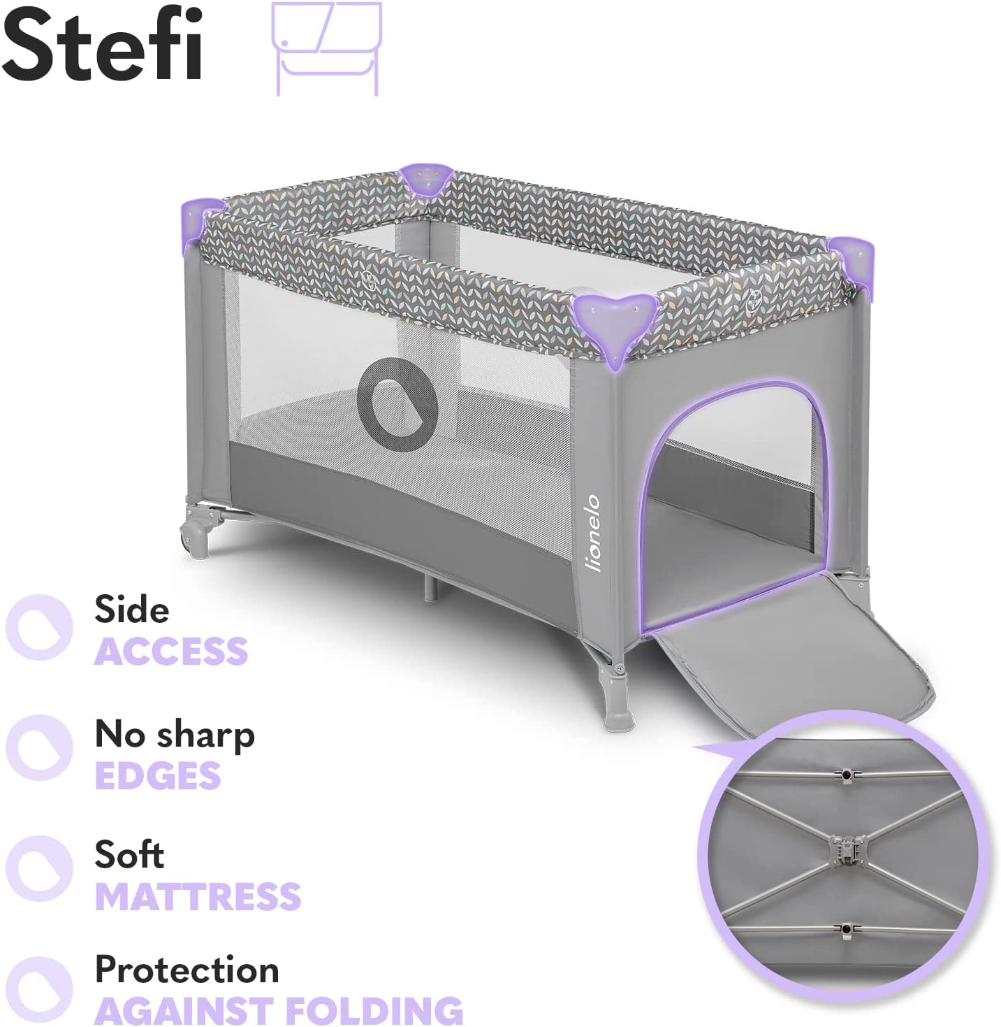 Lionelo  Stefi Playpen Grey Concrete Multicolor Lionelo Yallatoys