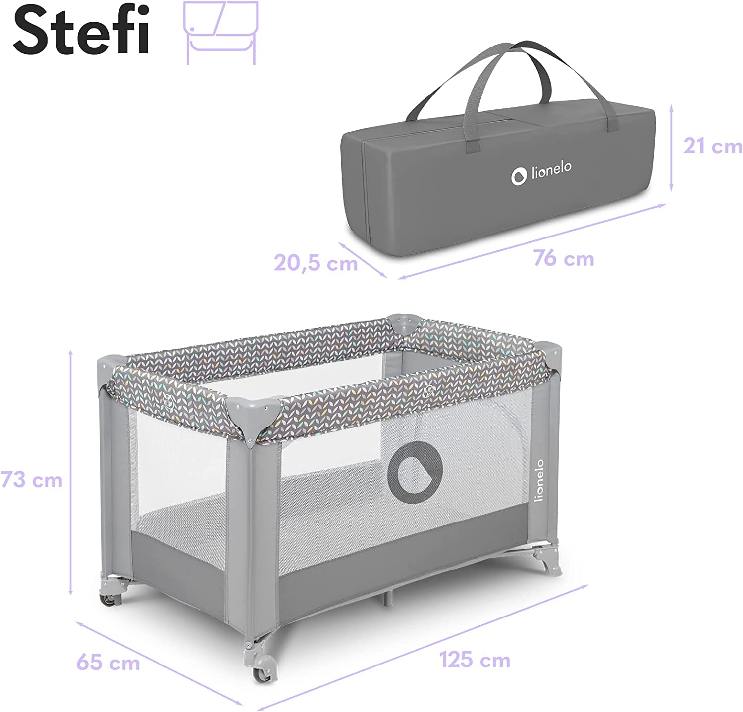 Lionelo  Stefi Playpen Grey Concrete Multicolor Lionelo Yallatoys