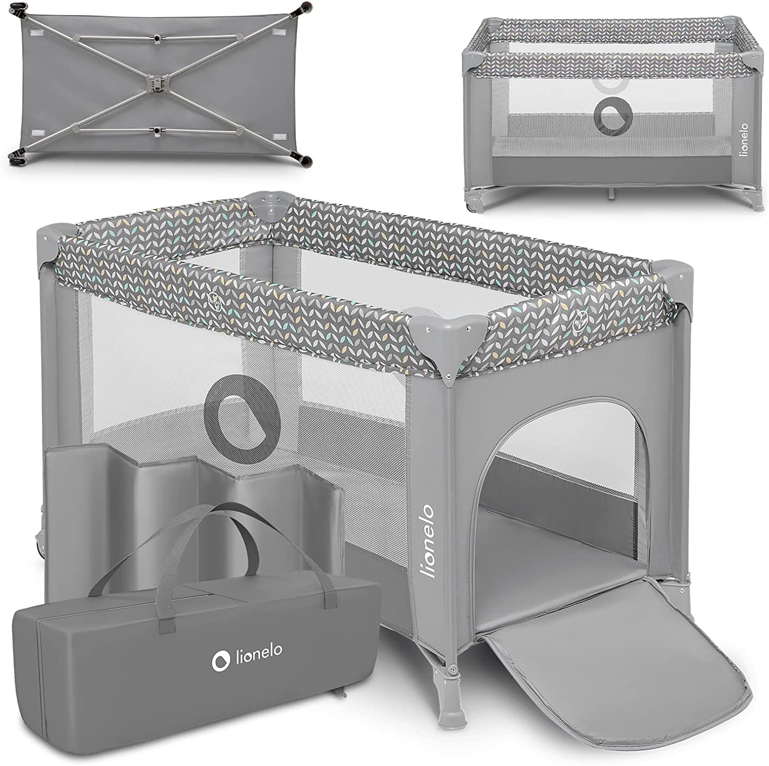 Lionelo  Stefi Playpen Grey Concrete Multicolor Lionelo Yallatoys