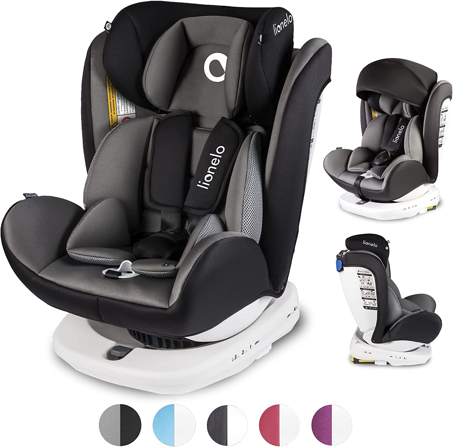 Lionelo Bastiaan 360 Baby Car Seat Grey White Base Lionelo Yallatoys